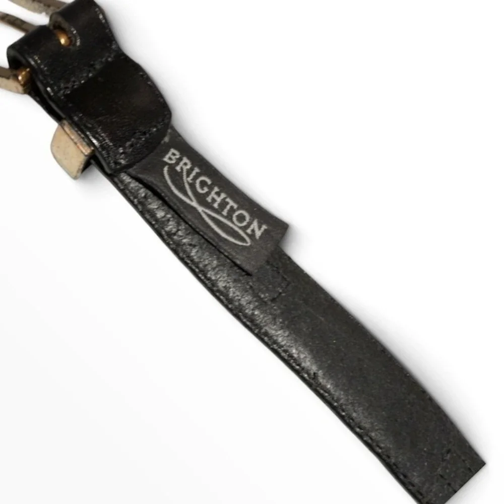 Brighton Belt Womens L Black Leather Silver Ornate Western Cowgirl 1996 Vintage